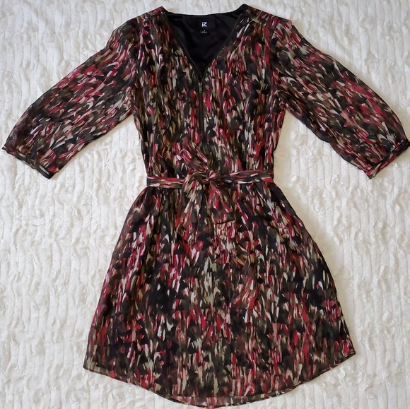 *IZ Byer* Sheer Smeared Abstract Peasant Dress - Picture 3 of 7